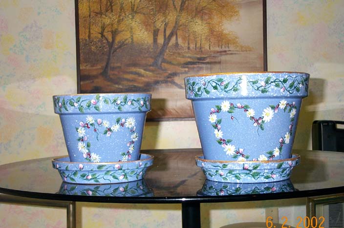 blue flower pots